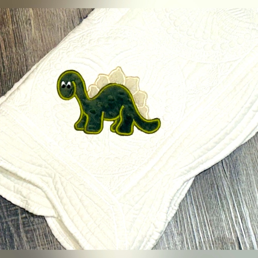 Baby Gift! Crib Quilt For Nursery - Embroidery-Dinosaur- 36”x45”